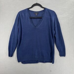 J.Crew‎ Womens Sweater Size XS Navy Blue 100% Linen Coastal Minimalist Lagenlook